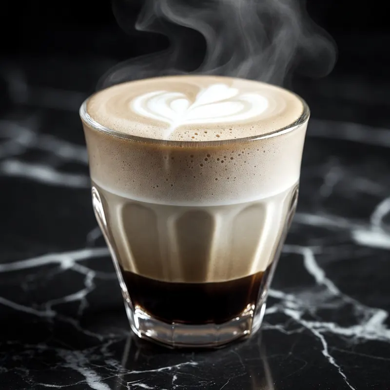 Espressodrank in glas op zwart marmer